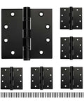 Six Pack Black Door Hinges 4.5 By 4.5 Inches Heavy Duty Stainless Steel Ball Bearing Hinges With Screws Square Corner
