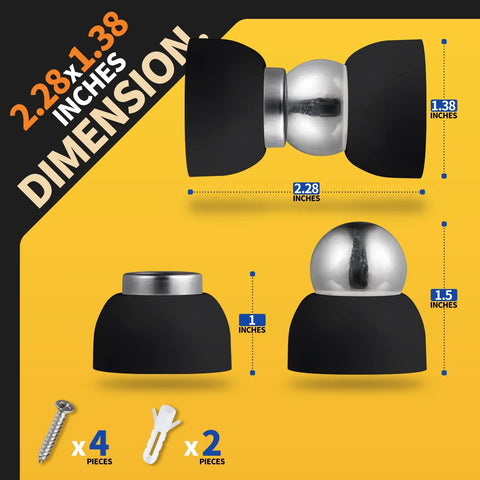 Powerful Magnetic Door Stopper Set Of 2 Stainless Steel Mini Door Stops dimensions and components