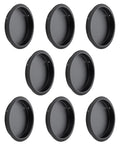 Eight Pack Closet Door Finger Pulls For Two And One Eighth Inch Holes Black Stainless Steel Sliding Door Hardware With Easy Snap In Installation No Nails Needed Ideal For Frameless And Panel Closet Doors, shown in 8-pack.