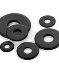 50 Pcs 1/4 Inch Stainless Flat Washers 0.69 Inch Outer Diameter Black Coated 304 Stainless Steel For Screws And Bolts variety