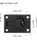 2 Pack Flush Ring Pulls Stainless Steel Rectangle Recessed Door Pull With Screws Black Finish for Furniture and Boats dimensions