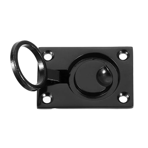 2 Pack Flush Ring Pulls Stainless Steel Rectangle Recessed Door Pull With Screws Black Finish for furniture and boats close-up
