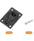 2 Pack Flush Ring Pulls Stainless Steel Rectangle Recessed Door Pull With Screws Black Finish For Furniture And Boats