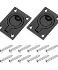 2 Pack Flush Ring Pulls Stainless Steel Rectangle Recessed Door Pull With Screws Black Finish For Furniture And Boats 2.48 By 1.73 Inches