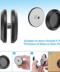 Round Glass Shower Door Handles Back-To-Back In 304 Stainless Steel Black, 2-Pack With Screw, suitable for 8-12mm glass