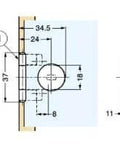 Technical diagram of ✝️ 1-Pack Lamp Stamp with Catch, Glass Hinge, Type 8, for Cover Doors, Black 304 Stainless Steel
