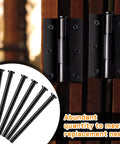 Six Pack Three Point Five Inch Hinge Pins For Doors Stainless Steel Replacement Hinge Pins in black finish installed on door