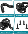 (2 Pack) Privacy Hook and Eye Latch for Barn Door, Stainless Steel Gate Latch features black hooks and screws for easy installation