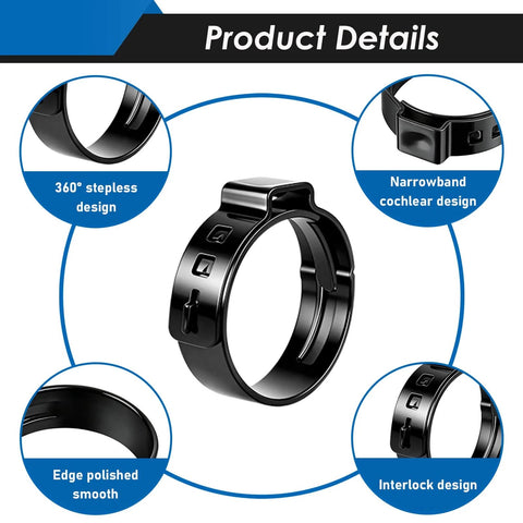 250 Pack Hose Clamp Kit With 14 Sizes 5.3 To 33.1 Mm Single Ear Stainless Steel 304 Black Finish product details overview