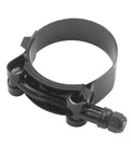 2 Pack 3.5 Inch Stainless Steel T Bolt Hose Clamps 95 To 103mm Clamp Range For 3.5 Inch Hose Outer Diameter Black Coated 304 Stainless Steel Rust Resistant Heavy Duty Clamp Set For Secure Automotive Marine Industrial Use showing a black coated clamp with visible bolt