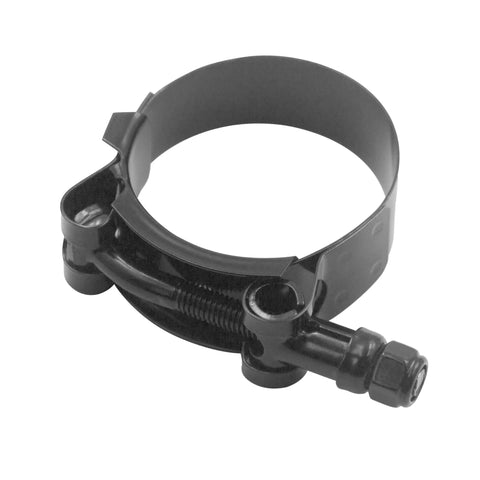 2 Pack 3.5 Inch Stainless Steel T Bolt Hose Clamps 95 To 103mm Clamp Range For 3.5 Inch Hose Outer Diameter Black Coated 304 Stainless Steel Rust Resistant Heavy Duty Clamp Set For Secure Automotive Marine Industrial Use showing a black coated clamp with visible bolt