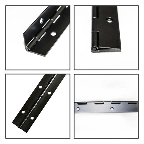 4 Pack 12 Inch Black Stainless Steel Continuous Piano Hinges For Cabinet Doors Woodworking Furniture close-up view