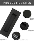 Recessed Finger Flush Pulls With Edge Pull For Pocket Doors And Sliding Closets, black finish details, rustproof stainless steel