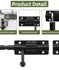 4 Inch Sliding Door Lock, SUS304 Stainless Steel Padlock-Style Gate Latch details, including thickness measurement and material