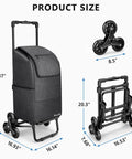 ✝️ 2 in 1 Grocery Cart on Wheels for Stairs, 60L/300LBS Shopping Carts for Groceries, stair climbing cart dimensions and features