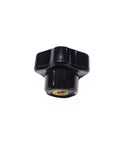 Six Pieces M5 x 25 Female Thread Star Knob Nuts With Clamping Grip, Flat Bottom, Plastic Black Cap, 1 Inch Diameter And 0.75 Inch Height