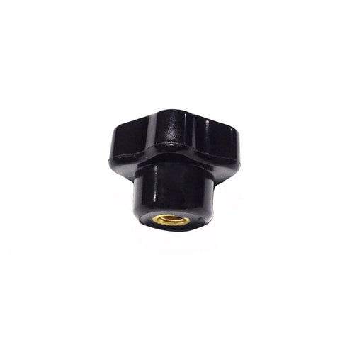 Six Pieces M5 x 25 Female Thread Star Knob Nuts With Clamping Grip, Flat Bottom, Plastic Black Cap, 1 Inch Diameter And 0.75 Inch Height