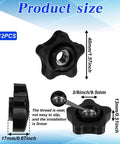 Set Of 12 Black Star Knobs With Three Eighths Inch By Sixteen Female Threads For T Track Bolts Jigs Sawing Machines Drilling Machines And Lathes Durable Plastic Construction With Smooth Surface dimensions illustration