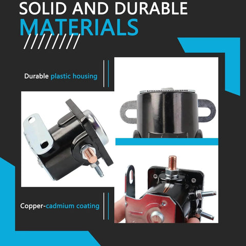 Hot Rod Starter Relay Solenoid 12V 4-Terminal Heavy Duty SW3 with black plastic housing and copper-cadmium coating.