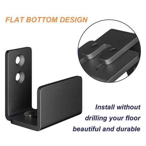 Adjustable U Shape Barn Door Floor Guide Wall Mounted Flush Bottom Guide In Sturdy Steel Black Finish Flexible Floor Guide