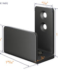 Adjustable U Shape Barn Door Floor Guide Wall Mounted Flush Bottom Guide In Sturdy Steel Black Finish dimensions view