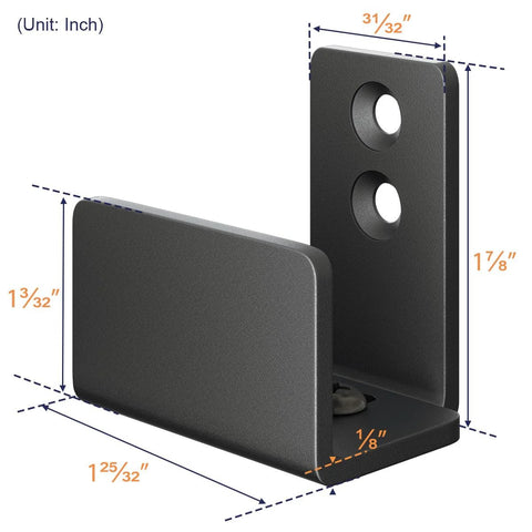 Adjustable U Shape Barn Door Floor Guide Wall Mounted Flush Bottom Guide In Sturdy Steel Black Finish dimensions view