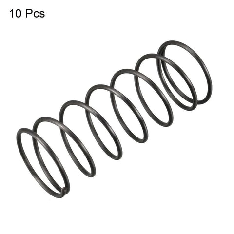 Black Steel Compression Spring 1.2mm Wire Diameter, 20mm Outside Diameter, 50mm Free Length, Heat Treated Rust Resistant Spring Steel, Dry Finish