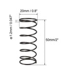 Black Steel Compression Spring 1.2mm Wire Diameter, 20mm Outside Diameter, 50mm Free Length, Heat Treated Rust Resistant Spring Steel