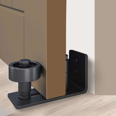 Installed Adjustable Sliding Door Floor Guide Two Pack For Barn Doors In Black Durable Steel Runner And Guide System