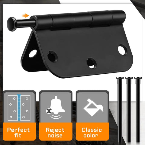 Six Pack Three Point Five Inch Hinge Pins For Doors Stainless Steel Replacement Hinge Pins shown in black finish with features