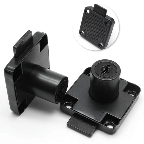 Alloy Cylinder Drawer Lock For Office Cabinets And Desks With Two Keys 19mm Hole Diameter Durable Cold Rolled Steel Black Finish