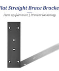 ✝️ 4Pcs Flat Straight Brace Brackets Stainless Steel, Black Fixing Mending Joining Plates Shelf Support Repair Plate