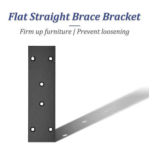 ✝️ 4Pcs Flat Straight Brace Brackets Stainless Steel, Black Fixing Mending Joining Plates Shelf Support Repair Plate