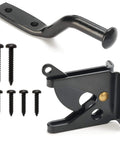 Self Locking Automatic Gravity Lever Fence Gate Latch, Steel, Black with installation screws included