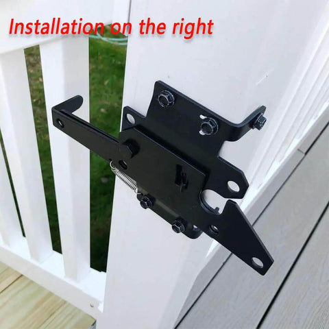 Heavy Duty Gate Latch For Wooden Fences Post Mount Automatic Gravity Lever Self Locking Gate Hardware installed on fence