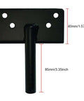 Self-Locking Gate Latch Heavy Duty Post Mount Automatic Gravity Lever Wood/PVC Fence Gate Lock, black steel dimensions.