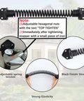 Heavy Duty 11 Inch Gate Spring Self Closing Black Steel Outdoor Gate Closer For Wooden And Vinyl Fences Built Tough With Adjustable Tension Durable Carbon Steel Weatherproof 2 Pack displayed with installation diagram and material details