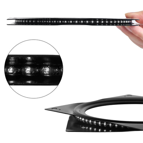 Side view of 2 Pack 6 Inch Black Steel Lazy Susan Turntable Bearings, showing smooth 360 spin, low profile design, and ball bearings.