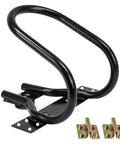 7 Inch Steel Motorcycle Wheel Chock For E Track And X Track System Powder Coated Black Fits Front Tires Up To 7 Inches Wide And 12 Inch Depth Ideal For Trailer Use 2 Pack By Mytee Products, side view