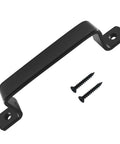Sliding Barn Door Handle Black Steel, 7.5 Inch Length, Modern Cabinet Pull and Closet Door Handle with mounting screws