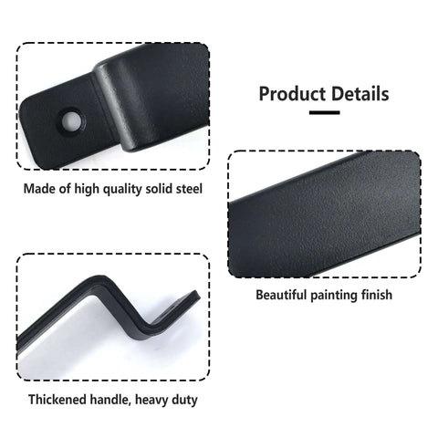 Sliding Barn Door Handle Black Steel, 7.5 Inch Length, close-up on matte finish and heavy-duty design, product details