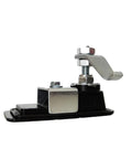 Two piece compression latch with flush sealed lever, lift and turn adjustable grip in black, crafted from steel and zinc alloy, side view