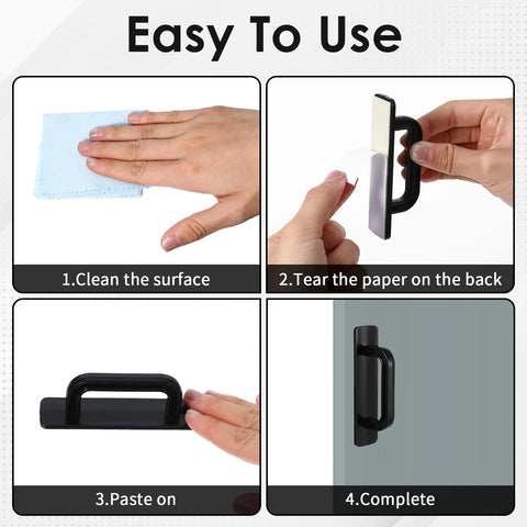 Four Pack Adhesive Cabinet Handles Self Stick Drawer Pulls No Drill Black 4 Inch Stick On Handles installation guide