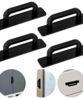 Four Pack Stick On Cabinet Handles No Drill Drawer Pulls Adhesive Door Handles For Wardrobe Furniture Closet And Sliding Doors Black Durable PP Material