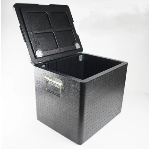 Two Pack Silver Spring Loaded Heavy Duty Handles on open black toolbox with textured surface, showcasing stainless steel construction and rubber grip.
