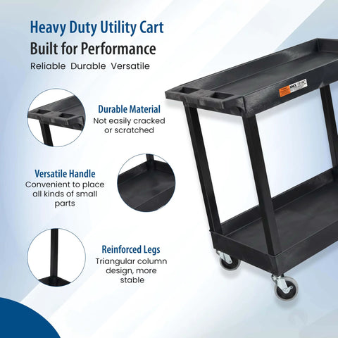 32 Inch Tub Storage Cart With Two Shelves Black Built For Maximum Capacity Ergonomic Top Handle And Super Handy Maneuver Four Swivel Casters With Two Locking Brakes Molded Plastic Shelves And Legs Won't Stain Scratch Dent Or Rust