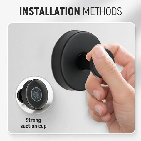 Hand installing Golden Suction Cup Hooks For Glass And Tile Surfaces No Drill Wreath Hanger For Front Door And Shower Organizer Set close-up