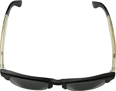 Black sunglasses with sleek design and transparent temples, front view
