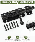 4 Inch Sliding Door Lock, SUS304 Stainless Steel Padlock-Style Gate Latch, with screws, black heavy duty sliding bolt latch