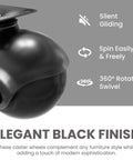 Close-up of 2 Inch Caster Wheels for Furniture Set of 4 Heavy Duty Swivel Plate Casters, black polypropylene with steel plates.